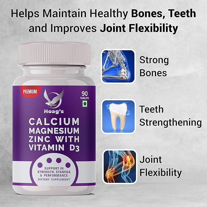 Hoag's Calcium, Magnesium, Zinc with Vitamin D3 and B12 for 90 Vegetarian