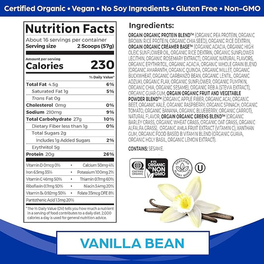 Orgain Organic Meal, Vegan Meal Replacement 20g Plant 6g Prebiotic 2.01lb