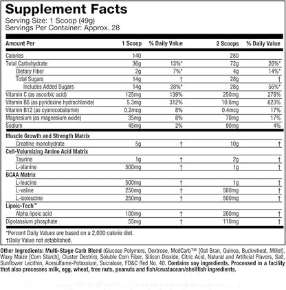Creatine Monohydrate Powder MuscleTech Cell-Tech Creatine Post Workout Recovery Drink Muscle Builder For Men & Women Muscle Building Supplements Fruit Punch, 3 lbs (27 Serv)