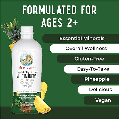 MaryRuth Organics Nighttime Liquid Multimineral Sleep 4 Flavors, 32 Servings 32 Fl