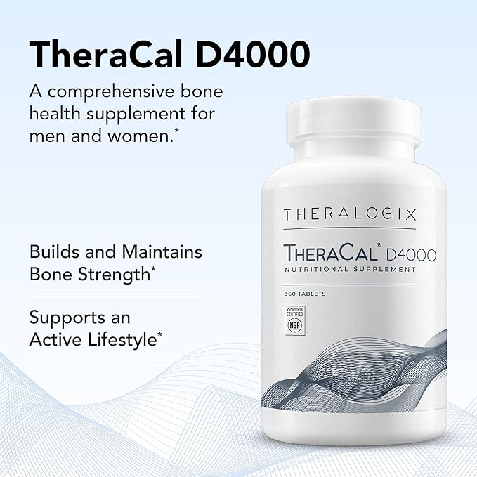 Theralogix TheraCal D4000 D3, Vitamin K2 & 90-Day Supply 360 Tablets