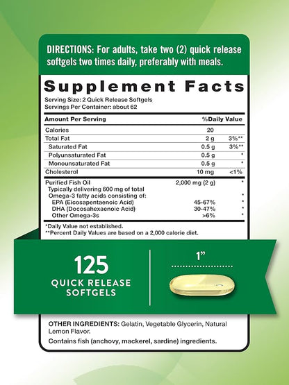 Nature's Truth Omega 3 Fish Oil 2000 mg 125 Liquid
