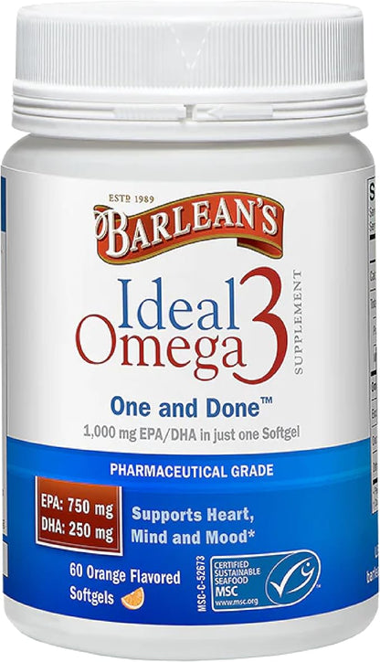 Barlean's Ideal Omega 3 Fish Oil 1,000 mg 60 ct
