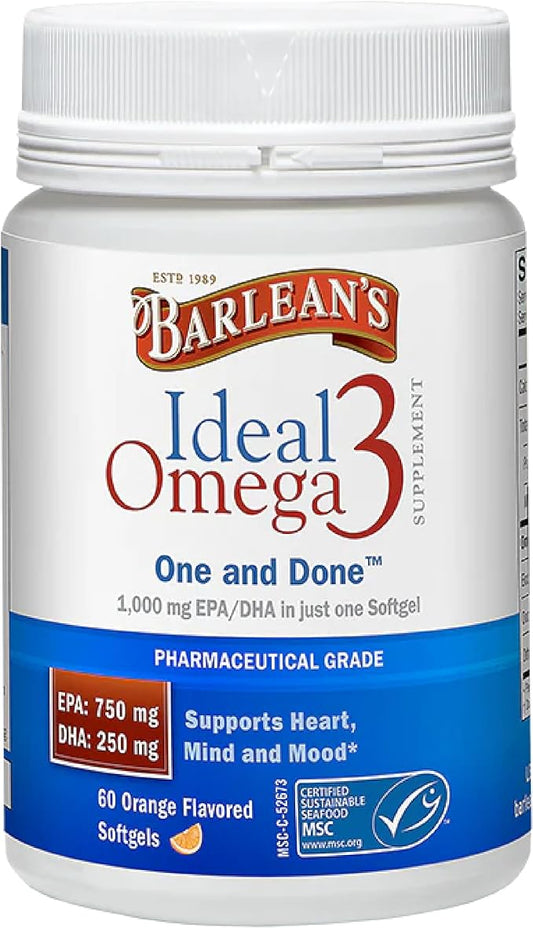 Barlean's Ideal Omega 3 Fish Oil 1,000 mg 60 ct