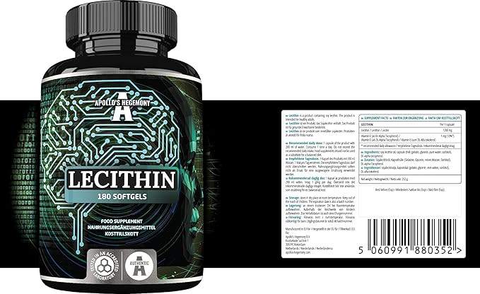 APOLLO'S HEGEMONY Lecithin 1200mg with Vitamin E 180 Softgel 6 Months