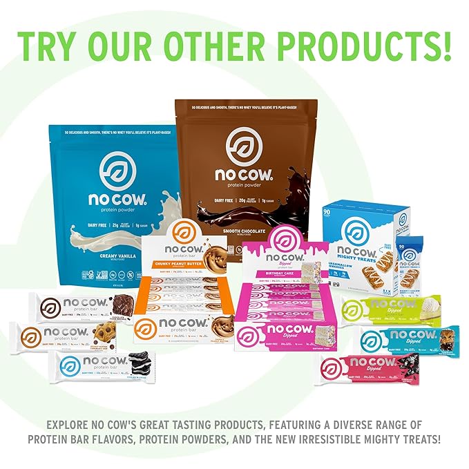 No Cow High Protein Bars, S'Mores - Healthy Snacks, 20g Vegan Protein, High Fiber, Low Sugar, Keto Friendly, Dairy & Gluten Free (12 Count)