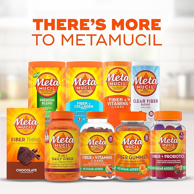 Metamucil Fiber Supplement, Unflavored Clear Mixing 75 teaspoons