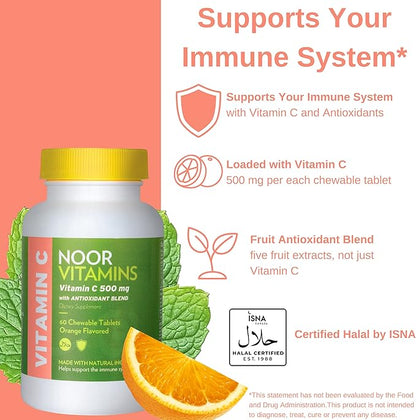 Noor Vitamins 500 MG Halal Vitamin 60 Orange 2 Month