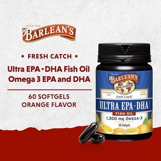 Barlean's Fish Oil Omega 3 Supplement, 1000mg Orange 60 Count
