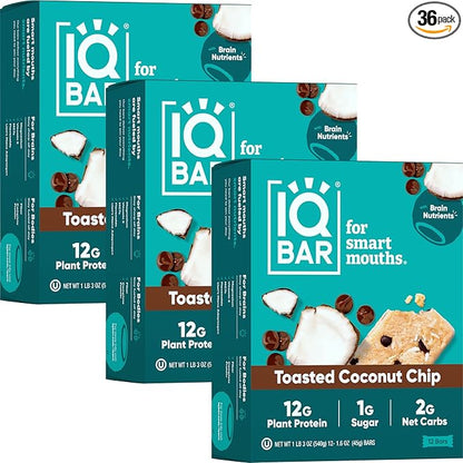 IQBAR Brain and Body Plant Protein Bars 36 Count,