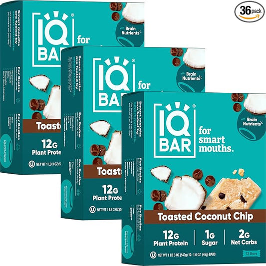 IQBAR Brain and Body Plant Protein Bars 36 Count,