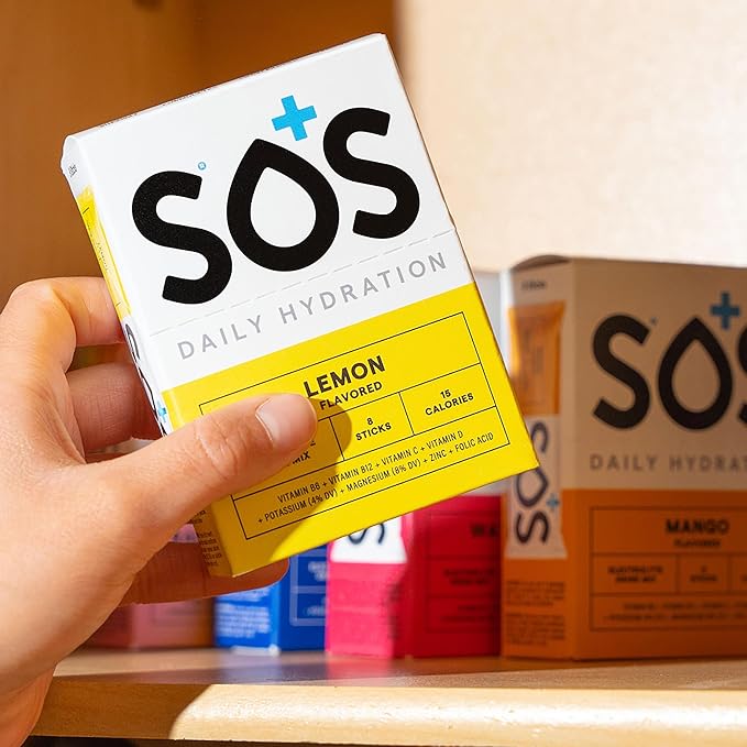 SOS Hydration Electrolyte Powder Packets, Mixed Berry Flavor, 8 Stick Packs – Low-Calorie, Rapid Rehydration, Made in USA, Keto & Vegan Friendly