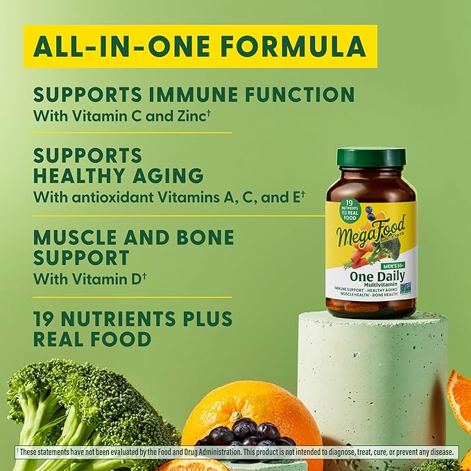 MegaFood Men's 55+ One Daily B12, Vitamin 9 Food 90 Tabs