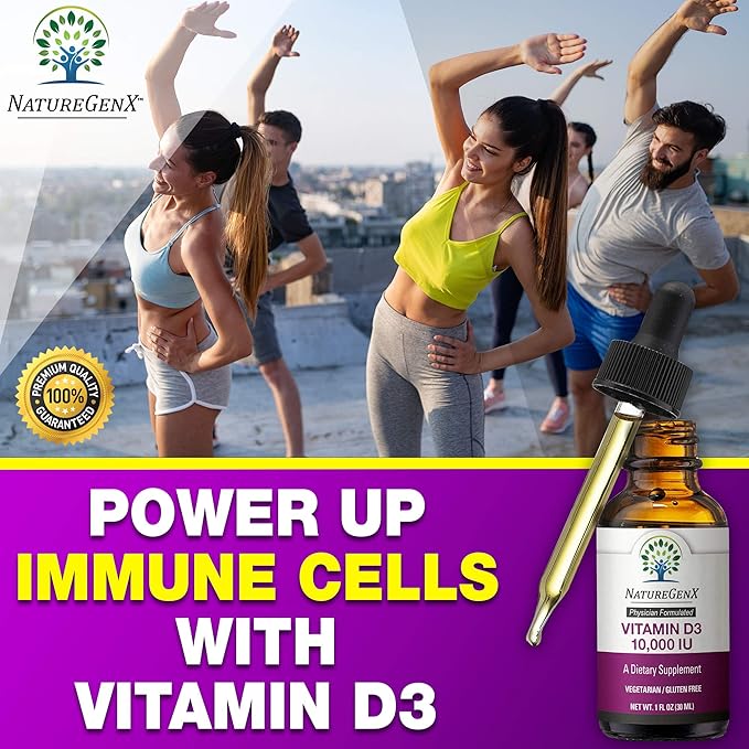 Vitamin D Liquid Drops for Adults: Vegan D3 10000 IU for Immune Support & Bone Strength Supplements, Non-GMO & Gluten Free Liquid Vitamin D for Women & Men, 30ml, 30 Servings