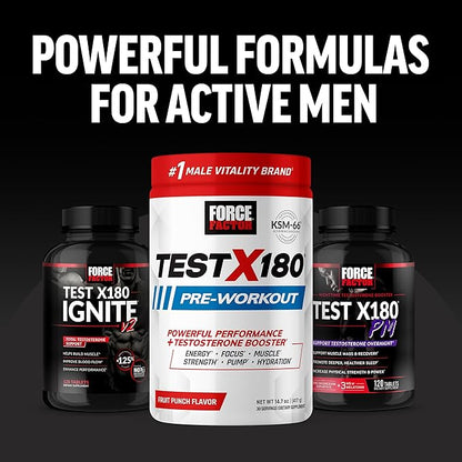 FORCE FACTOR Test X180 Multivitamin for Men Plus Testosterone Support with All 13 Essential Vitamins, for Muscle, Strength, Men’s Health, and Performance, Daily Multivitamin for Adults, 120 Tablets