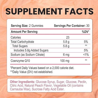 CoQ10 100mg Gummies, High Absorption Coenzyme Q10 Gummy, 60 Count 1 Month