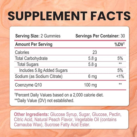 CoQ10 100mg Gummies, High Absorption Coenzyme Q10 Gummy, 60 Count 1 Month