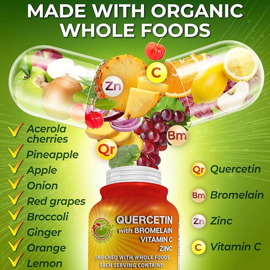 Quercetin with Bromelain Vitamin C and 1215mg per 500mg Capsules 180 count