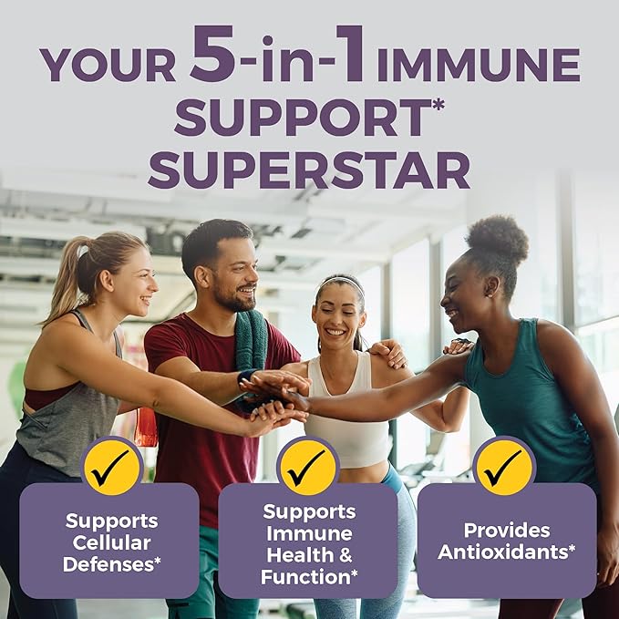Viva Naturals Elderberry with Vitamin C and Zinc for Adults - 5 in 1 Sambucus Black Elderberry Capsules with Vitamin D3 5000 IU Immunity Supplement, Sambucus Elderberry Immune Support Supplement