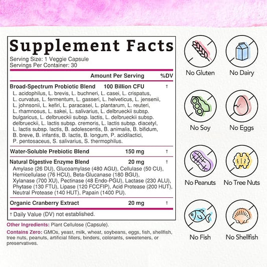Bonawell Probiotics for Women 100B, 30 Veggie