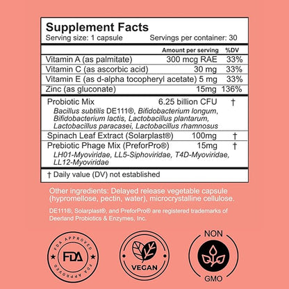 #FOBO SUPPLEMEANT to Be Acne Supplement | All Natural Daily Prebiotics Probiotics Vitamins Skin Mix with Zinc | Improve Clear Blemish-Free Radiant Skin Through Balancing Gut Health