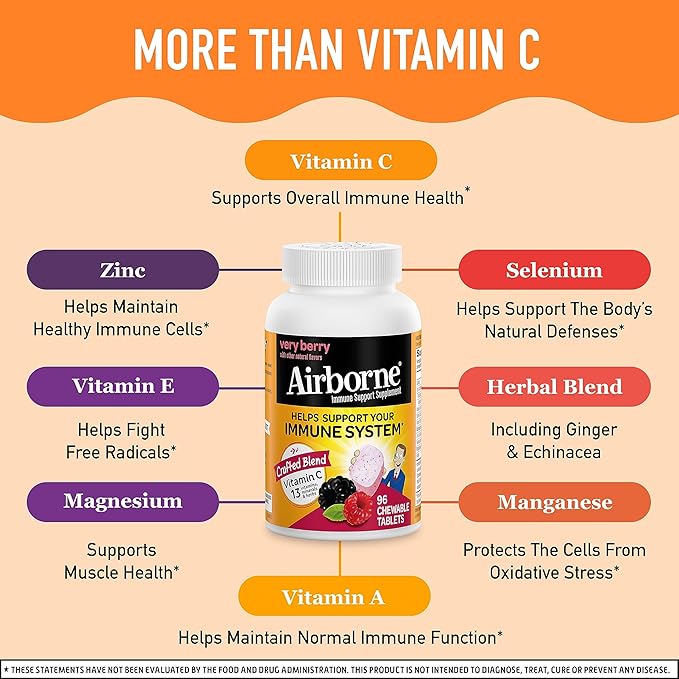 Airborne 1000mg Vitamin C Chewable Tablets 96 Chewable