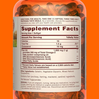 Sundown Fish Oil 1000 mg, Omega 3 Dietary 200 Softgels