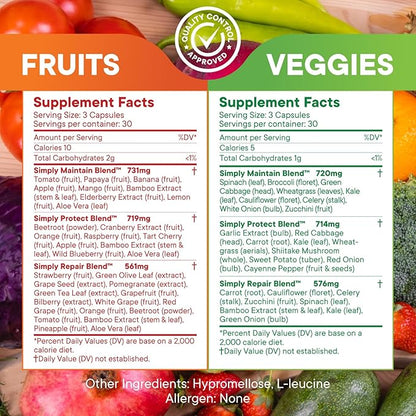 Simply Nature's Promise - Packed with Over 40 Different Fruits & Vegetables - Made with Whole Food Superfoods - with Aloe Vera - 100% Soy Free – 180 Capsules