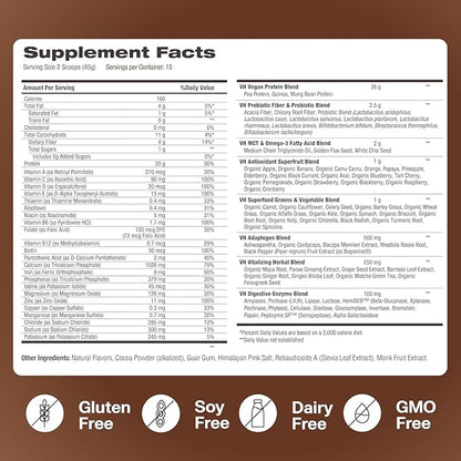 VitaHustle ONE - Superfood Meal Replacement Powder, Plant Based Protein Shake Powder, Vegan. 86 Superfoods, Vitamins, & Minerals, Ashwagandha, Adaptogens. Founded by Kevin Hart. (Chocolate & Vanilla 2-Pack)