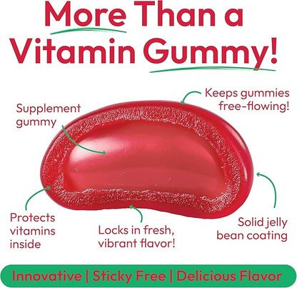 Vitamin D3 Jelly Bean Gummies for Kids, 25mcg/1000 IU Vitamin D, Nutritional Vegetarian Supplements, 120 Strawberry Blast Jelly Beans, Kosher