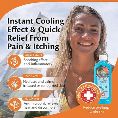 Caribbean Breeze Aloe Burn Relief, Vitamin 100% Aloe 8.5 oz (250 ml)