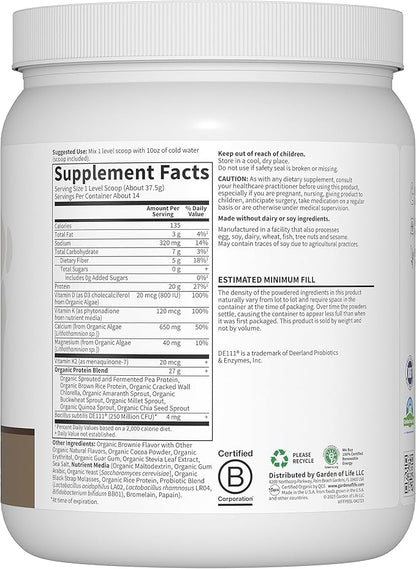 Garden of Life Organic Vegan Protein 20g Plant D3, K2 K2 MK-7 MK-7 & 14 Servings