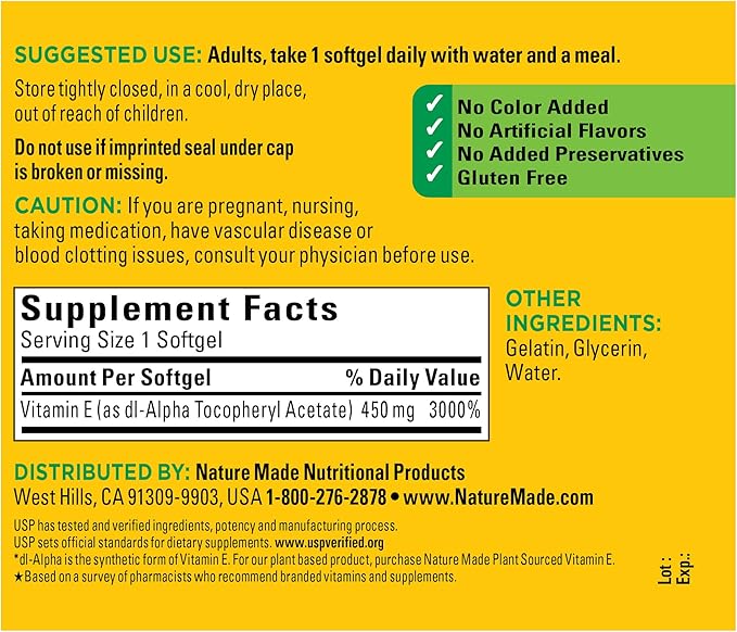 Nature Made Vitamin E 450 mg (1000 IU) 60 Count 3)
