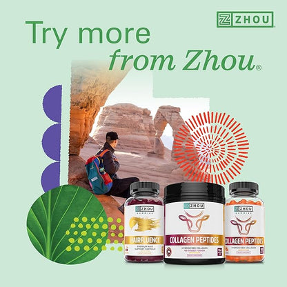 ZHOU Hairfluence, Hair Growth Supplement with Clinically Studied Lustriva and Keranat and Hair Vitamins Biotin 5000mcg, Vitamin D, A, C & B12, Non-GMO, Gluten Free, 120 VegCaps