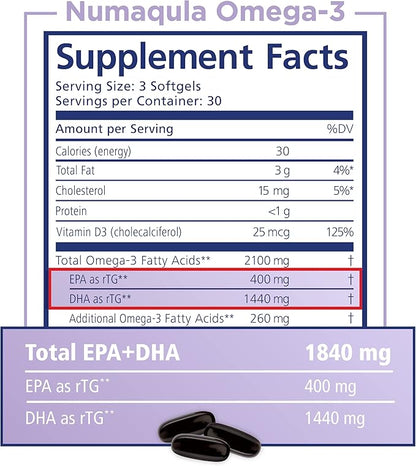 PRN nūmaqula Omega-3 – High DHA 1400mg DHA 400mg EPA 1 Month