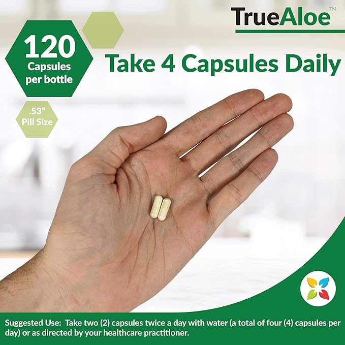 NatureCity True-Aloe 80,000mg Aloe Vera Gel Equivalent Per Serving– Made with Organic Aloe Vera (720 Capsules) Digestive, Skin and Joint Support|Small Easy-to-Swallow Pills