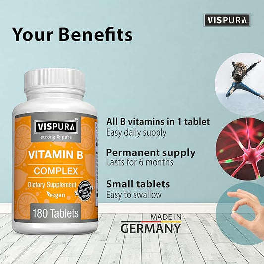 Vitamin B-Complex, 180 Vegan Tablets, All B12, B1, B1, B2, B2, B3, B3, B5, B5, B6, B6, B7, B7, B9, B9, Folic