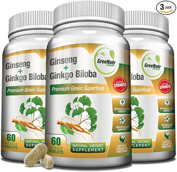 Panax Ginseng and Ginkgo Biloba. Traditional 180 Tablets (3 Bottles)