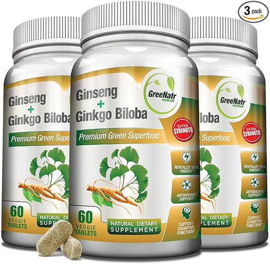 Panax Ginseng and Ginkgo Biloba. Traditional 180 Tablets (3 Bottles)