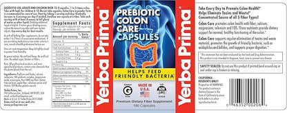 Yerba Prima Prebiotic Colon Care Capsules 180 Count 2), Gluten