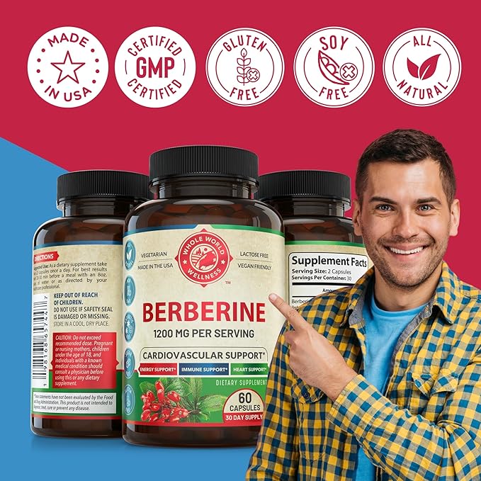 Berberine Supplement - Premium Berberine 1200mg 60 Berberine