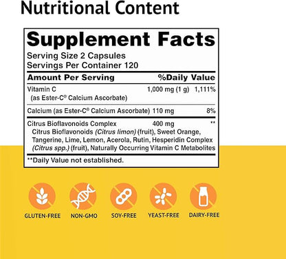 American Health Ester-C with Citrus Bioflavonoids Capsules 500 mg, 240 Count 1), 120 120 Servings