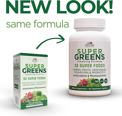 COUNTRY FARMS Super Greens Vegicaps, 32 60 Count, 30 Servings