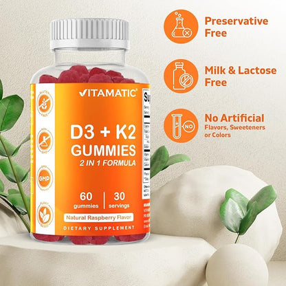 Vitamatic 2 Pack Vitamin D3 K2 Gummies 60 Count