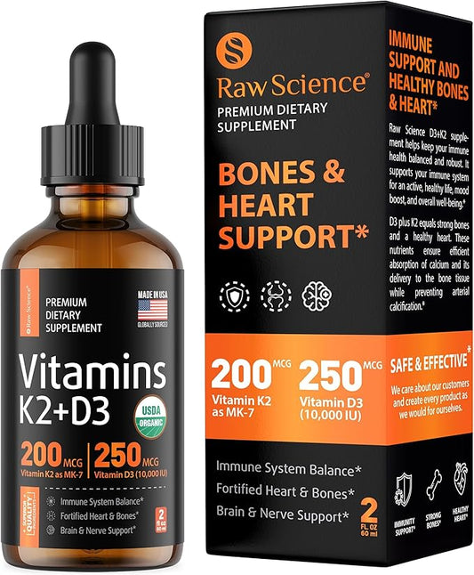 Liquid Vitamin D3 K2 10000 iu 200 mcg MK7 Vitamin K2 Drops K2 D3 D3 Vitamin 2 fl
