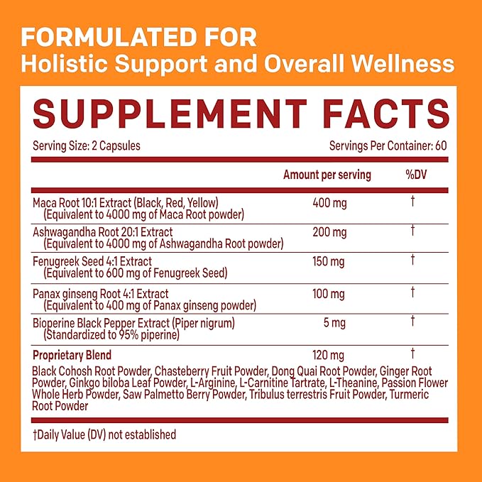 19-in-1 Peruvian Maca Root Capsules 9125 mg (120 capsules)