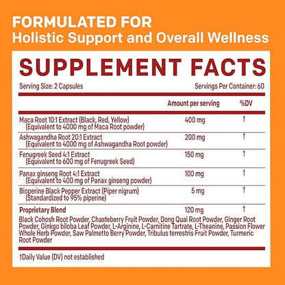 19-in-1 Peruvian Maca Root Capsules 9125 mg (120 capsules)