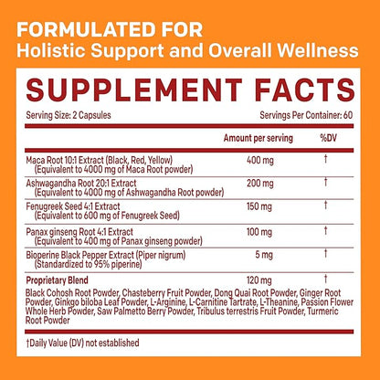 19-in-1 Peruvian Maca Root Capsules 9125 mg (120 capsules)