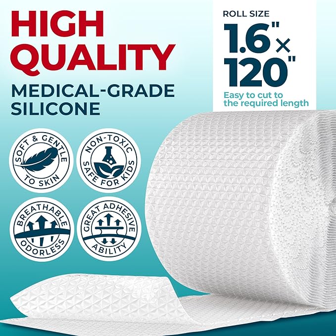 Medical Grade Silicone Scar Tape (1.6”x120”) -