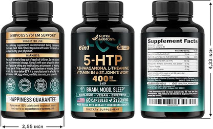 5HTP 400 mg Capsules 5-HTP Supplement B6 & D3 | 5 HTP 60 Capsules